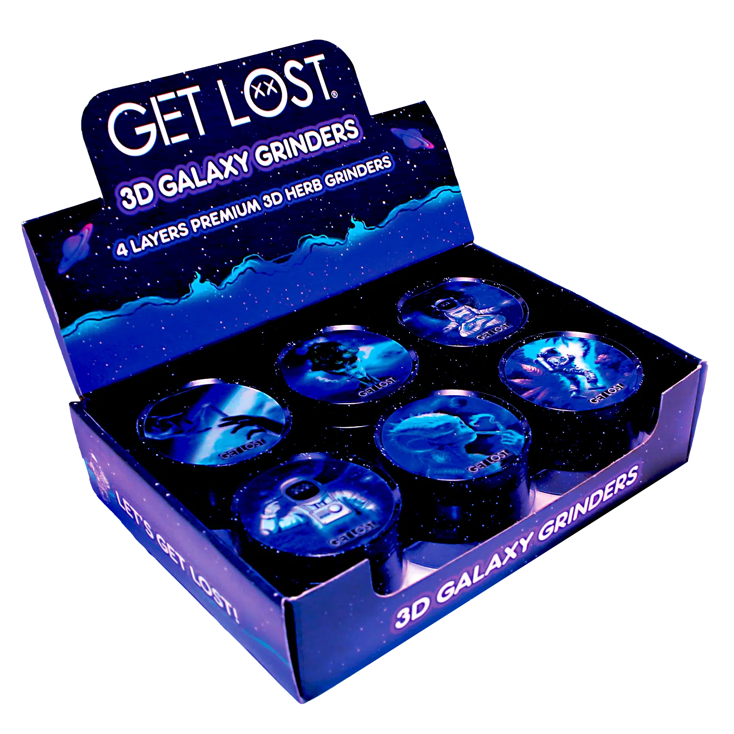 G3DG-6PK-001 - Get Lost Galaxy 3D Herb Grinders – 63mm (6 Count) Set 01 - Image 2
