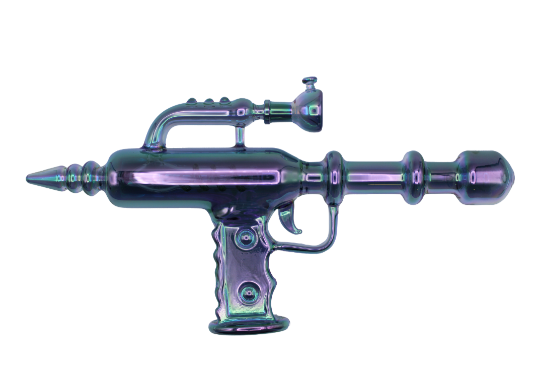 RGG-PLAT-004 - Get Lost RayGun Glass Water Pipe (Platinum)