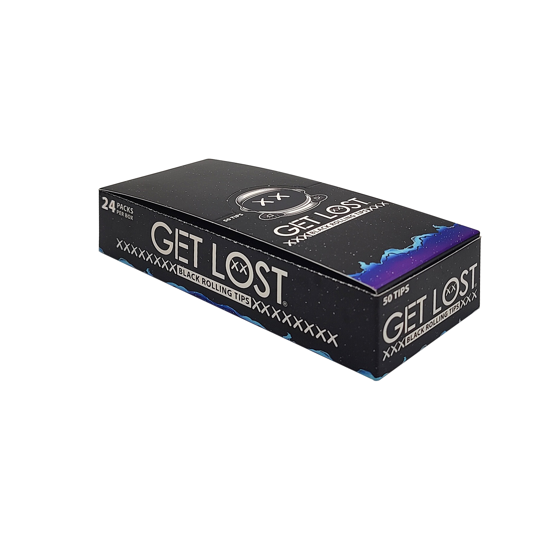 BFTP-007 - Get Lost Black Rolling Filter Tip Pack (50 Tips Per Pack) (24 Booklets Per Display Box)