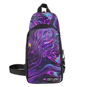 CB-SL-010 Get Lost Saffiano Leather Smell-Proof Premium Convertible Bag (Trippy Galaxy)