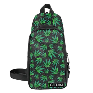 CB-SL-012 Get Lost Saffiano Leather Smell-Proof Premium Convertible Bag (Green Leaves)