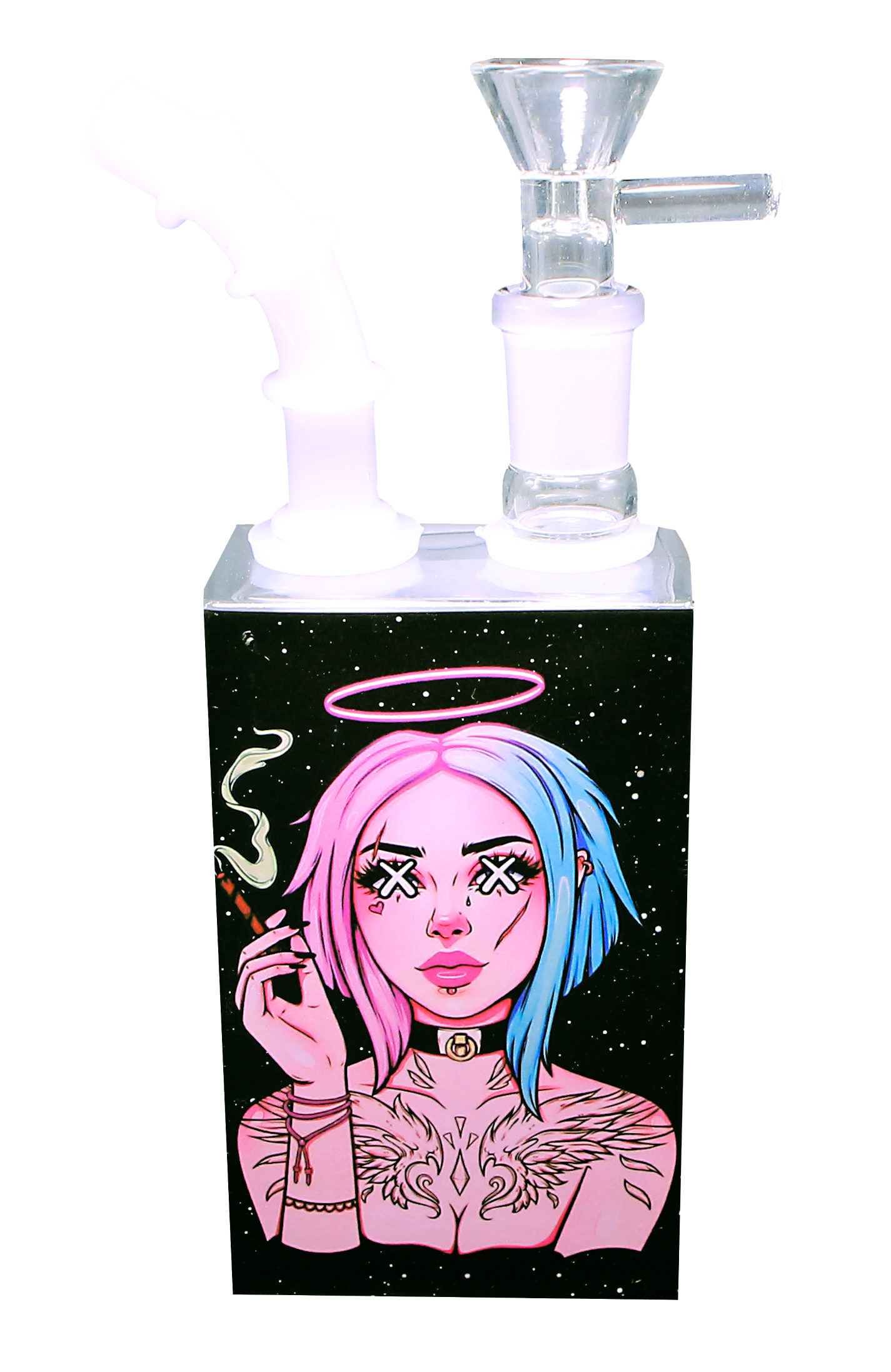 JB-001 Get Lost Glass Juice Box Pipe (Angel Girl) - Image 3