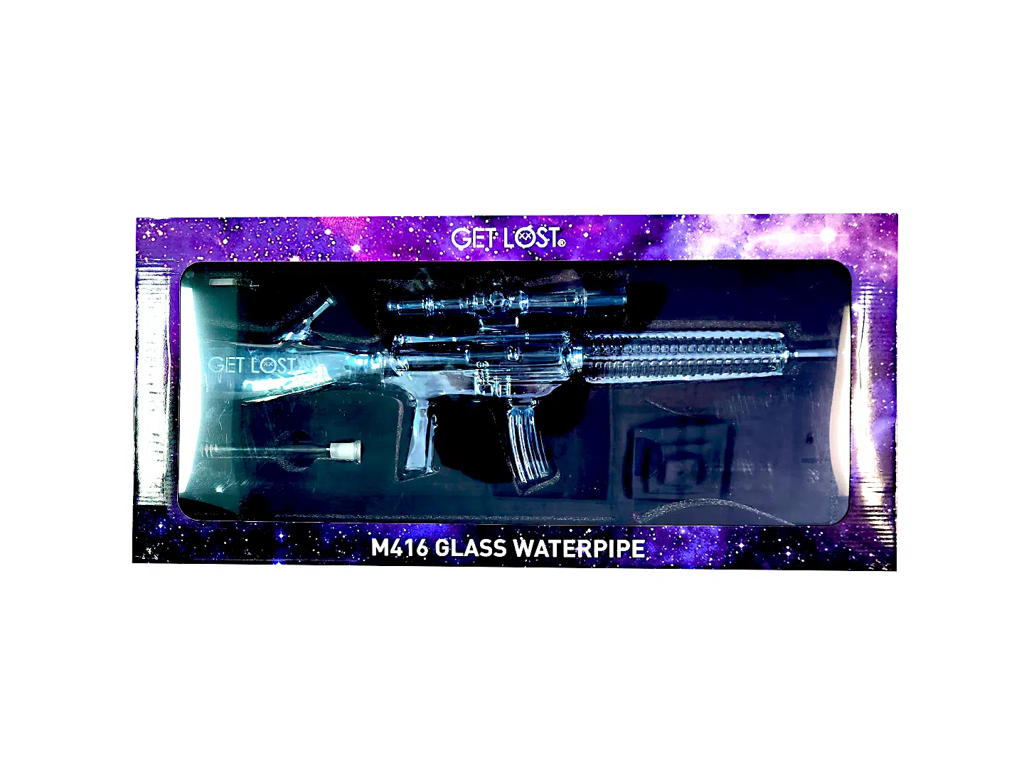 M416-CBLK-001 Get Lost M416 Glass Gun Water Pipe (Clear Black) - Image 2