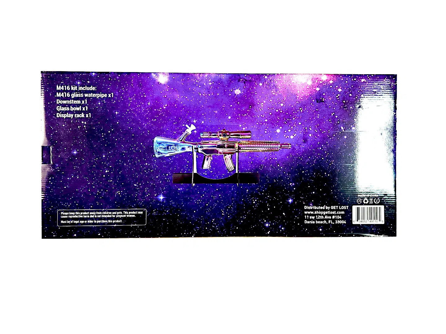 M416-CBLK-001 Get Lost M416 Glass Gun Water Pipe (Clear Black) - Image 3