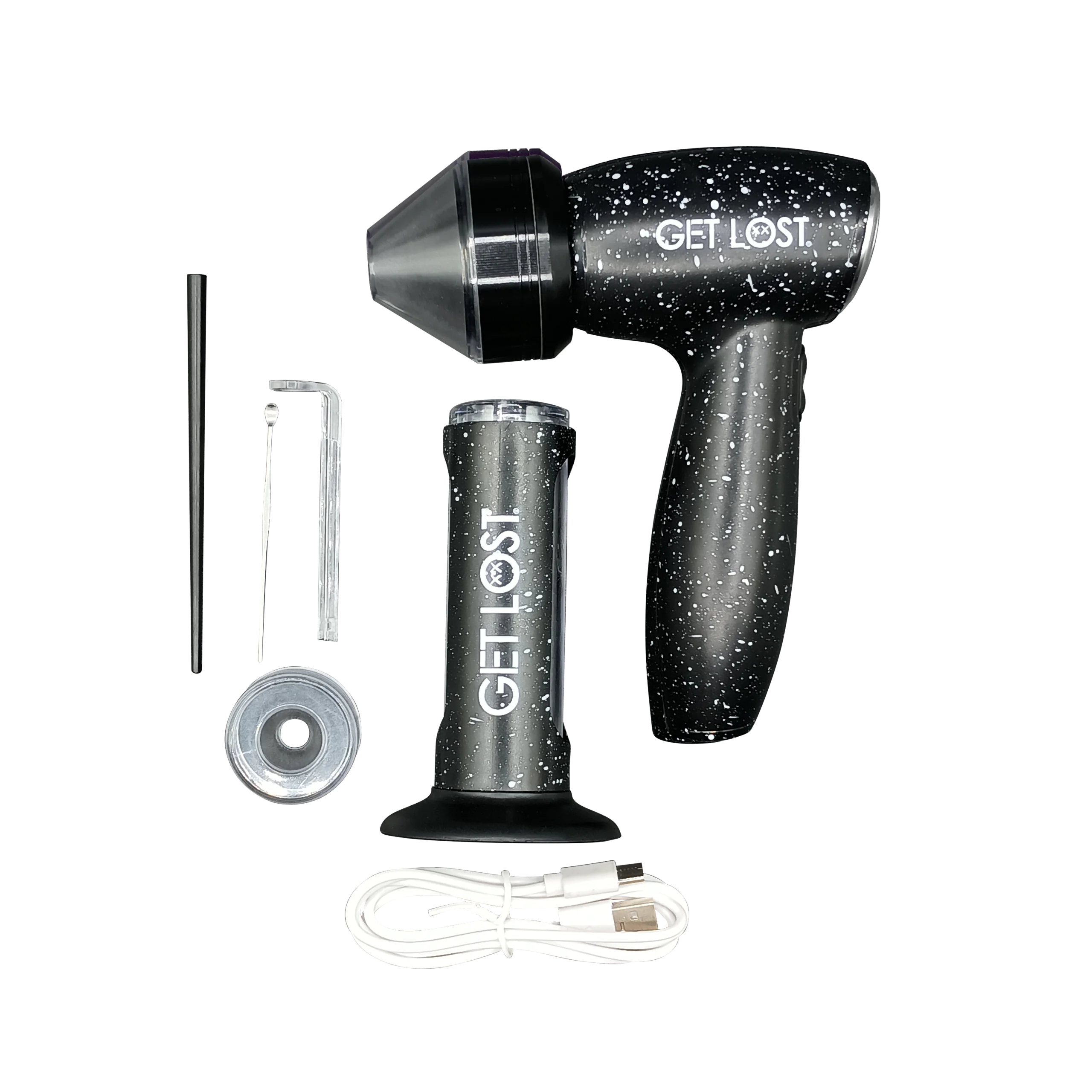 PEG-BLK-001 Get Lost Electric Portable Herb Grinder With Pre-Rolled Cone Loader (Black) - Image 2
