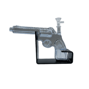PG-CBLK-001 Get Lost Pistol Gun Glass Water Pipe (Clear Black)