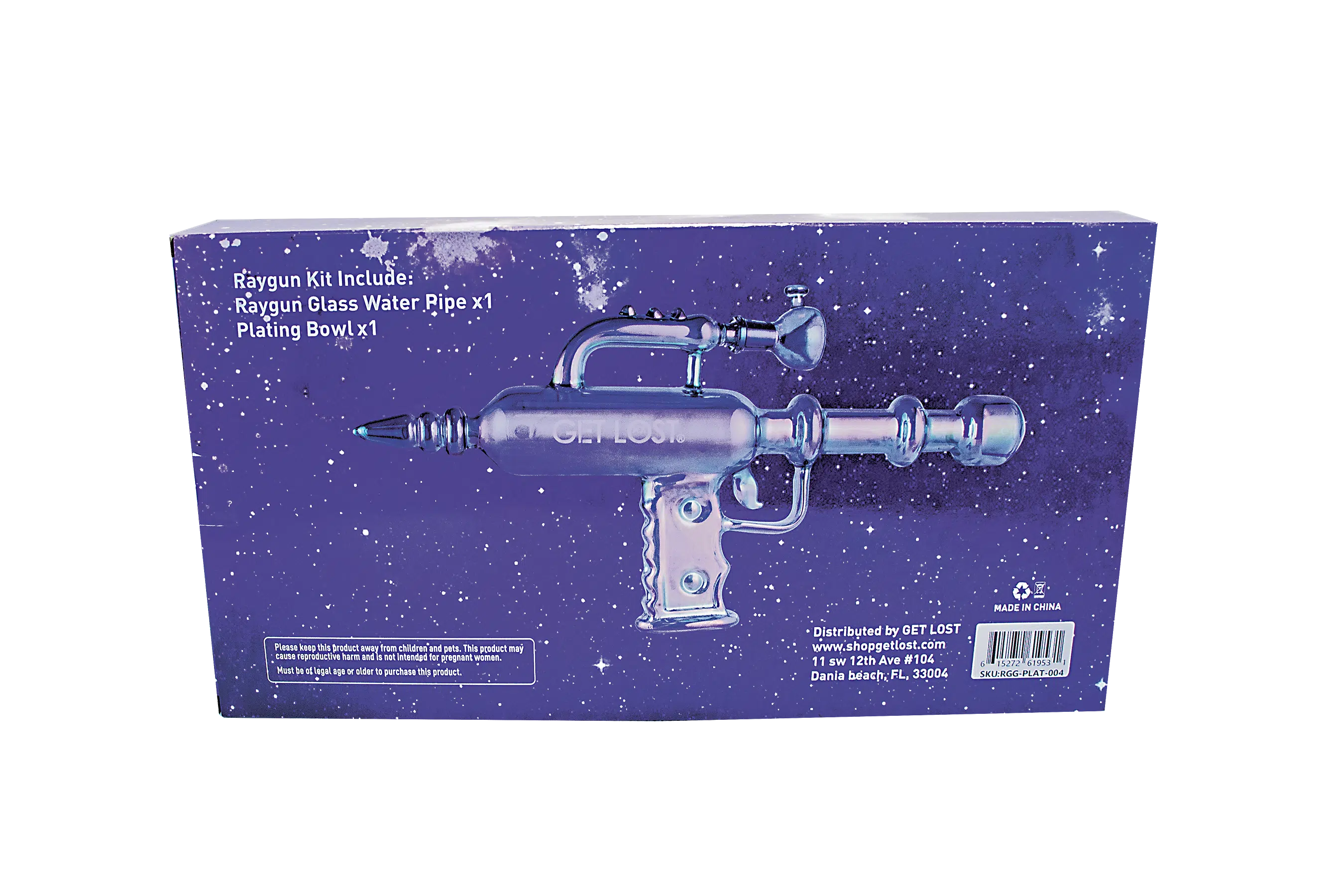 RGG-PLAT-004 - Get Lost RayGun Glass Water Pipe (Platinum) - Image 7