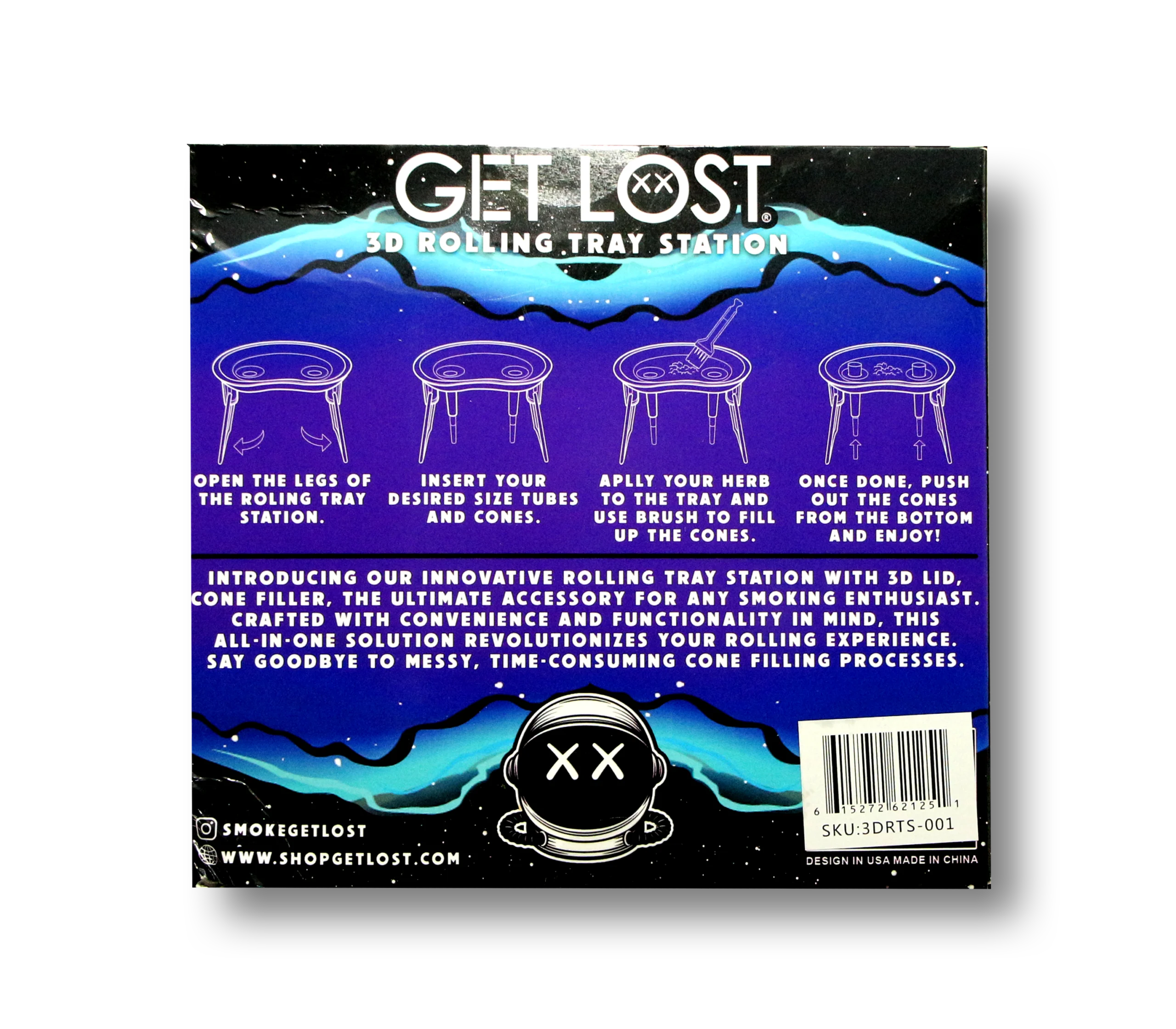 3DRTS-001 - 3D Rolling Tray Station 001 - Blue Get Lost Girl - Image 3