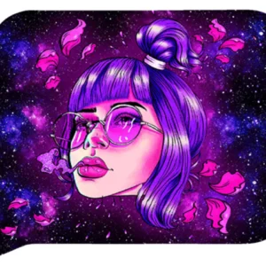 FRT3D-SM-028 Get Lost Small 3D Rolling Tray With Magnetic Lid Cover (Purple Hair Girl With Glasses)