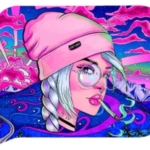 FRT3D-SM-033 Get Lost Small 3D Rolling Tray With Magnetic Lid Cover (Pink Hat Girl)