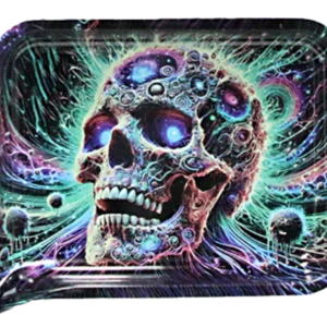 FRT3D-SM-052 Get Lost Small 3D Rolling Tray With Magnetic Lid Cover (Trippy Old Skull)