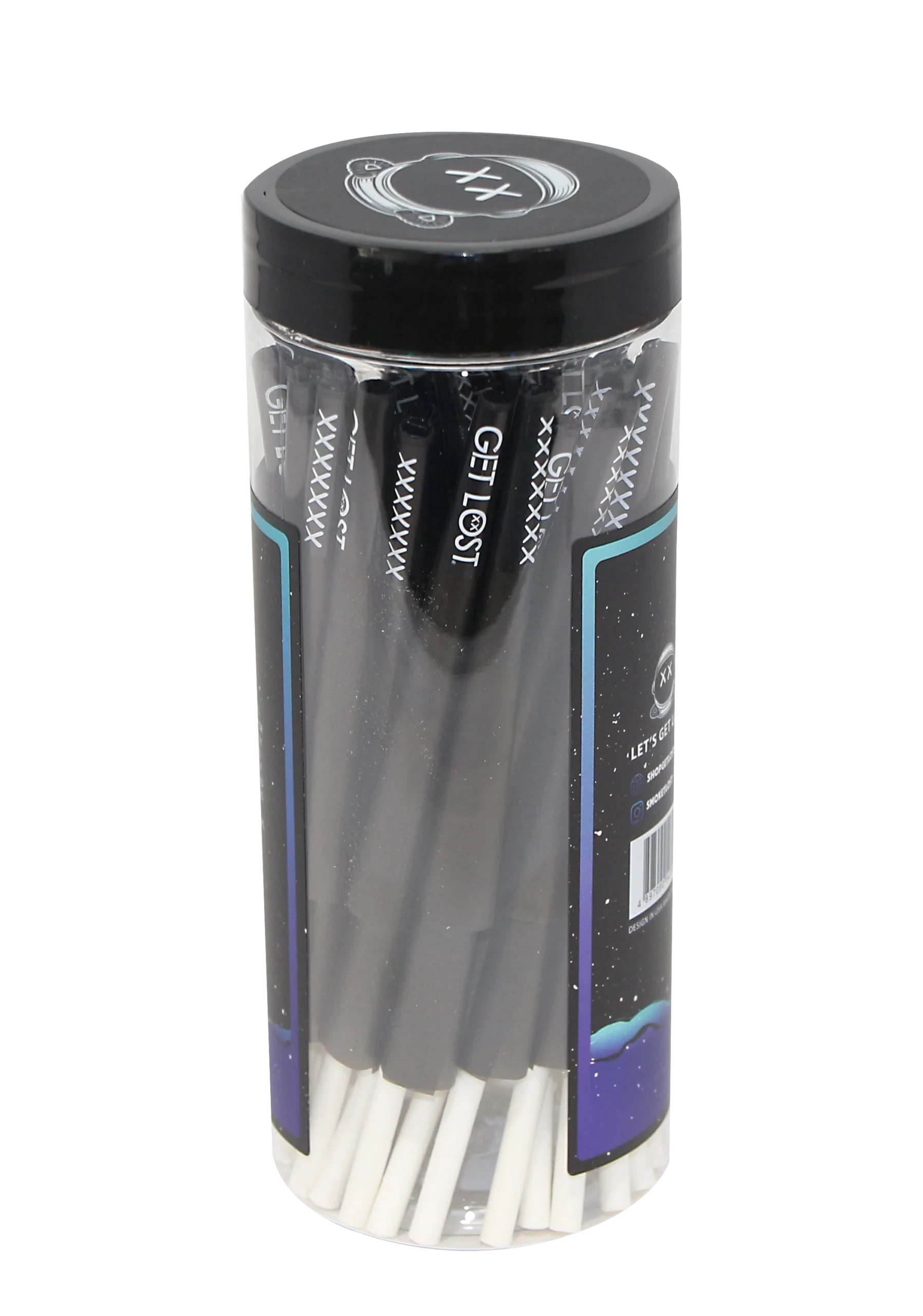 BPRCJ-114-003 - Get Lost Black Pre-Rolled Cones 1 1/4 Size Pack Jar (50 Count) - Image 3