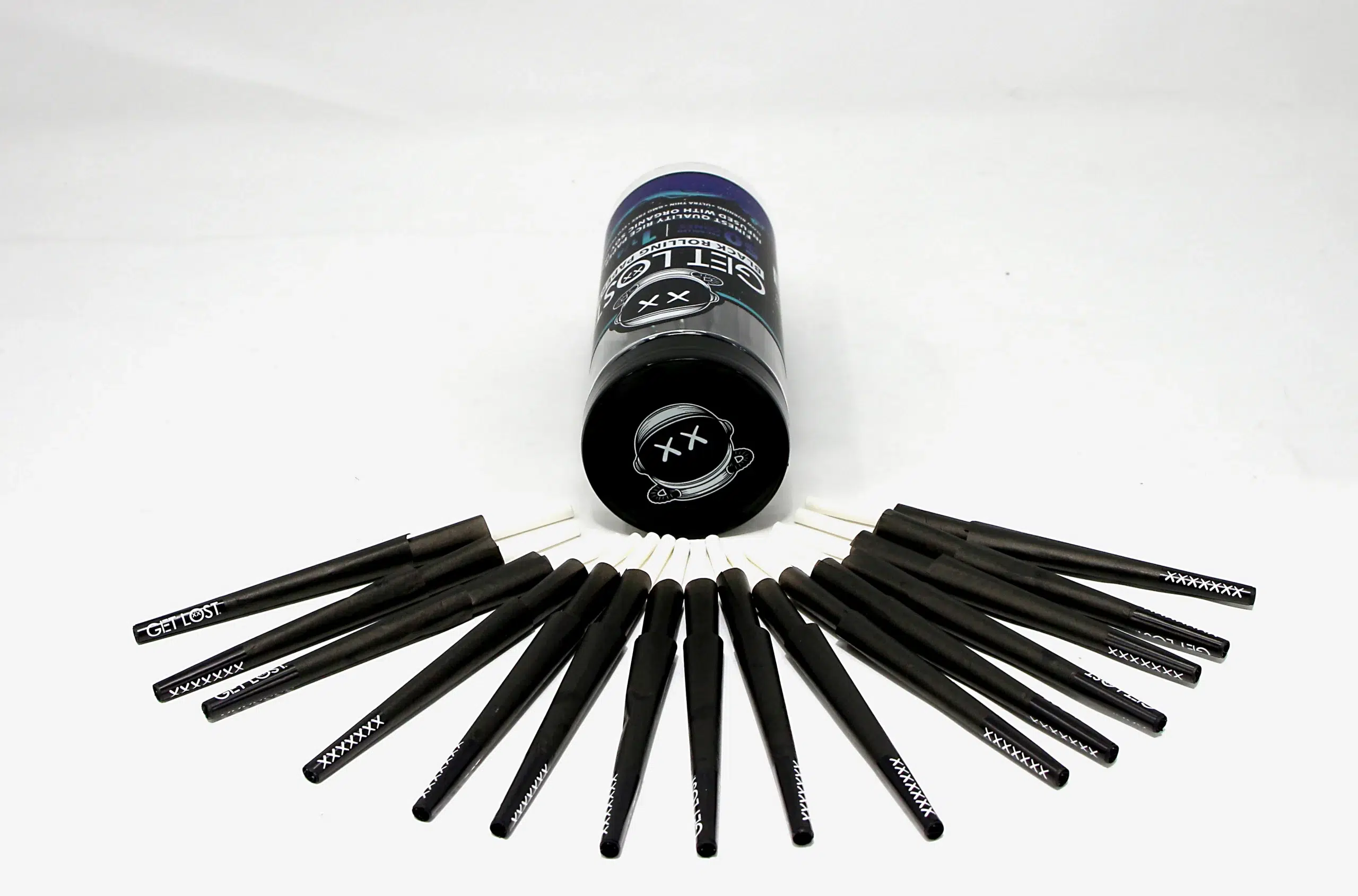 BPRCJ-114-003 - Get Lost Black Pre-Rolled Cones 1 1/4 Size Pack Jar (50 Count) - Image 2