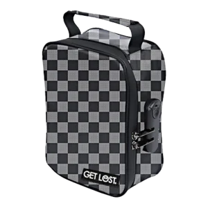 CSB-SL-014 Get Lost Premium Saffiano Leather Stash Bag (Black & Grey Squares)