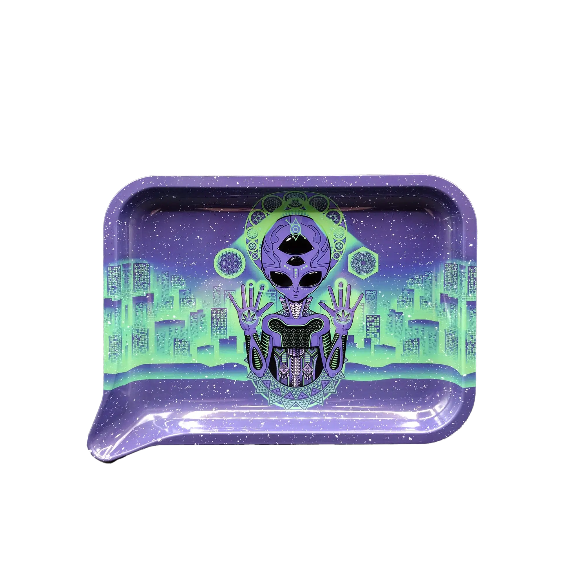 FRT-024 Get Lost Medium Funnel Rolling Tray – No Lid (Purple Alien)
