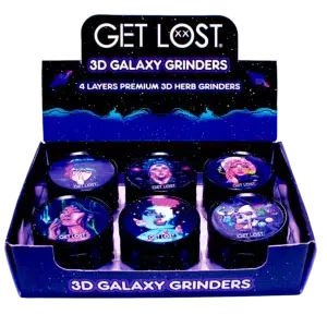 G3DG-6PK-005 - Get Lost Galaxy 3D Herb Grinders – 63mm (6 Count) Set 05