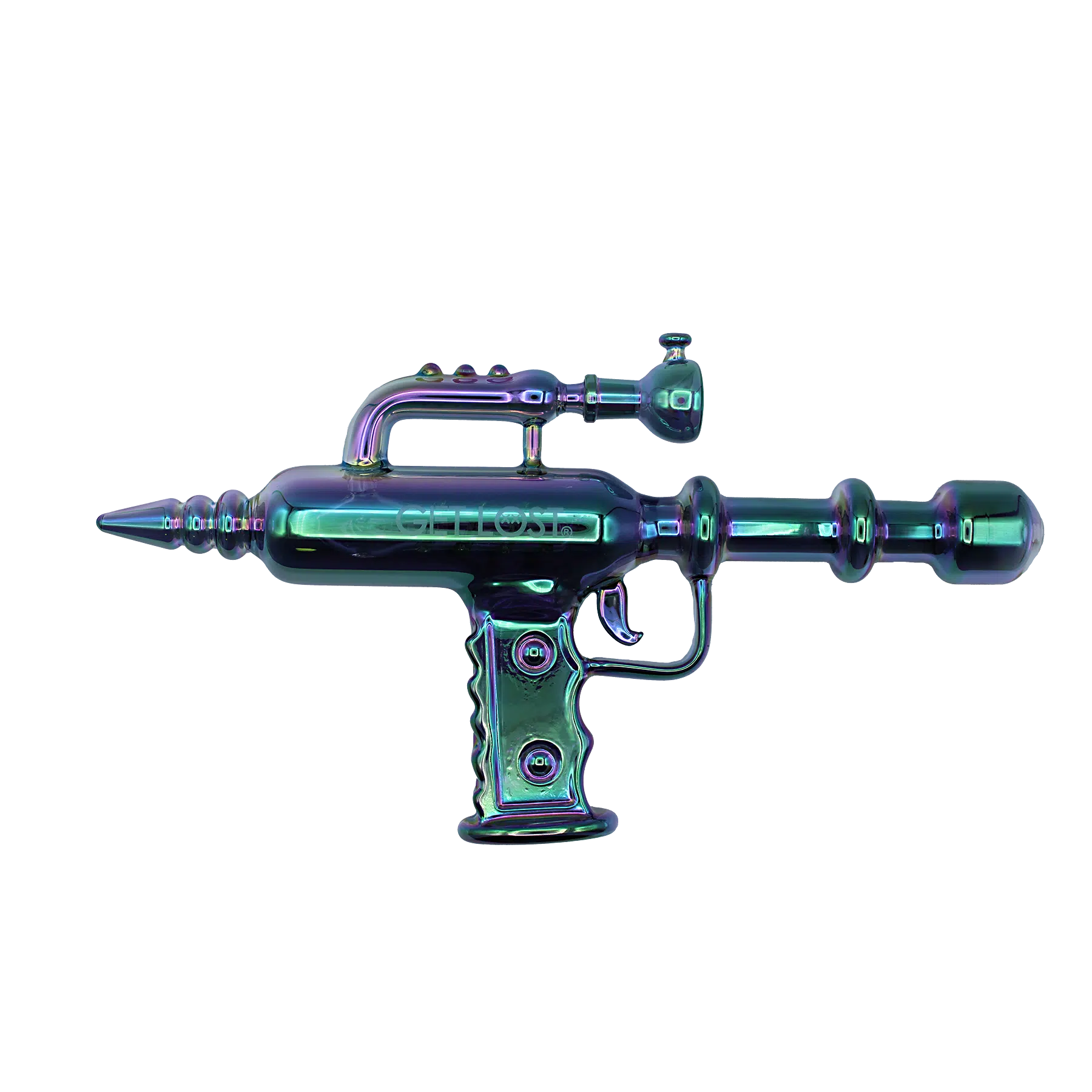 RGG-GRN-003 - Get Lost RayGun Glass Water Pipe (Green)