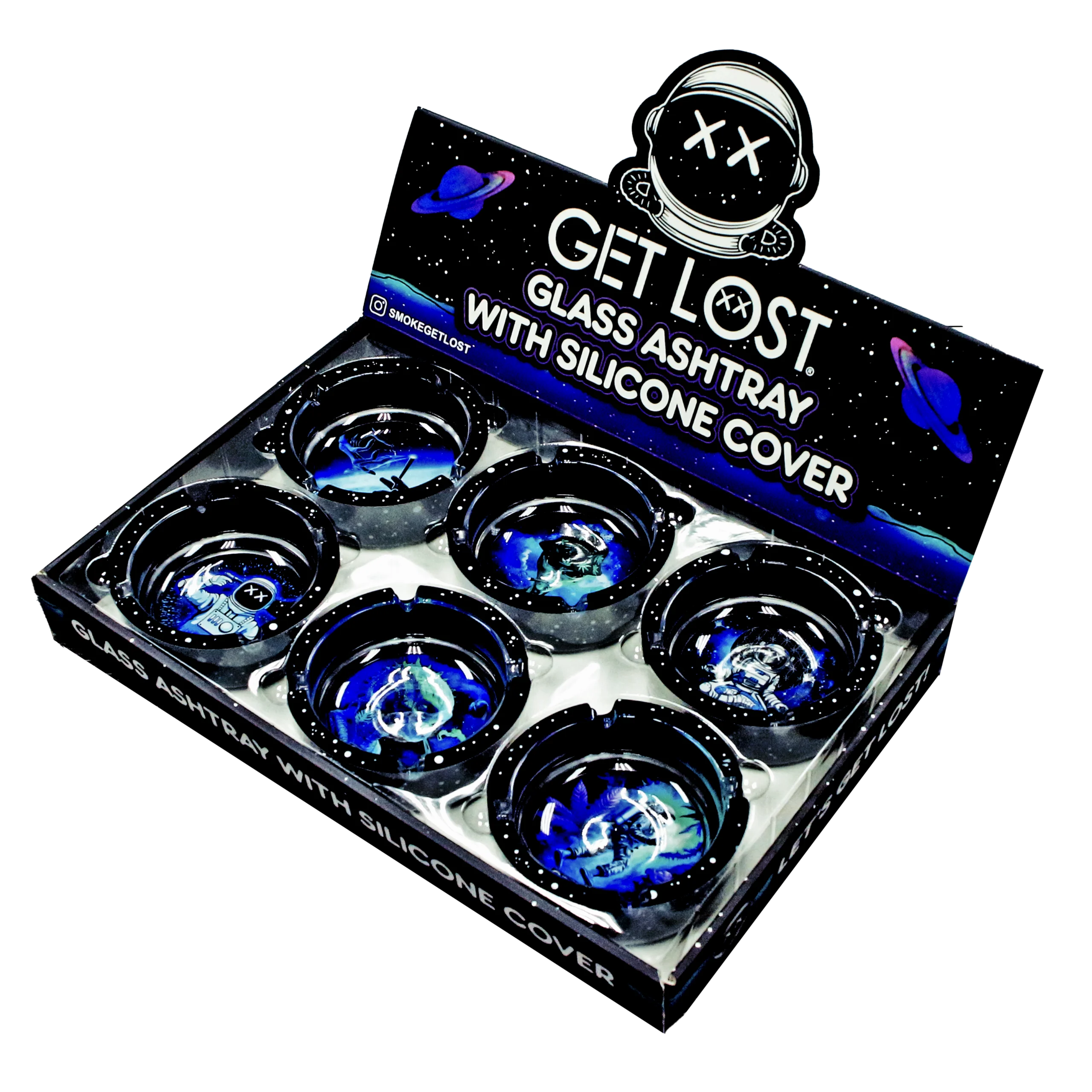 SA-6PK-011 Get Lost Glass Ashtray With Silicone Set 1 (6 Count) - Image 2