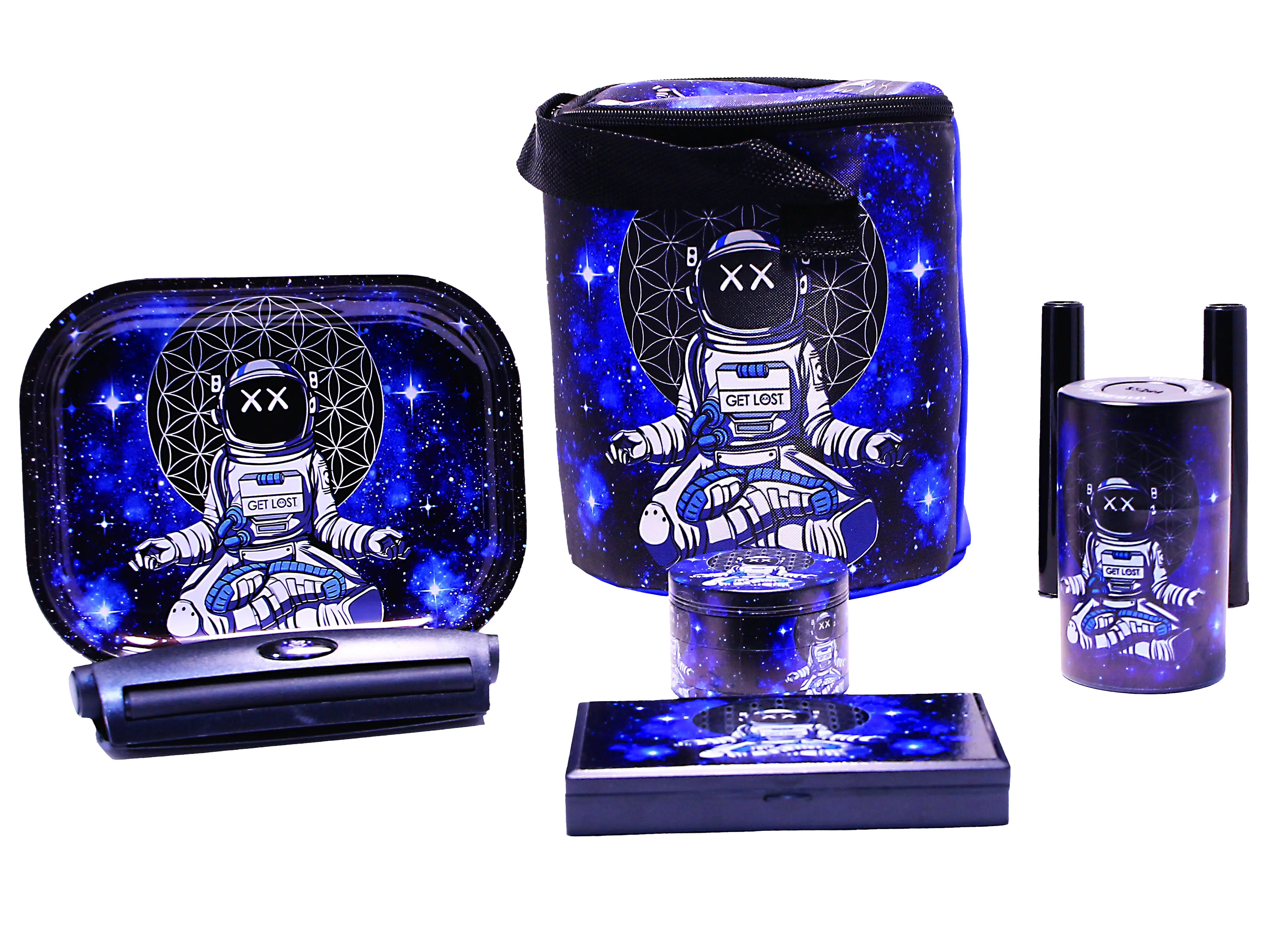 SB-GS-001 - Get Lost 7-in-1 Scale Bag Gift Set – Premium Smoking Essentials All-in-One (Astronaut Meditating)