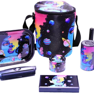 SB-GS-004 - Get Lost 7-in-1 Scale Bag Gift Set – Premium Smoking Essentials All-in-One (Galaxy Blue Smoking Girl)