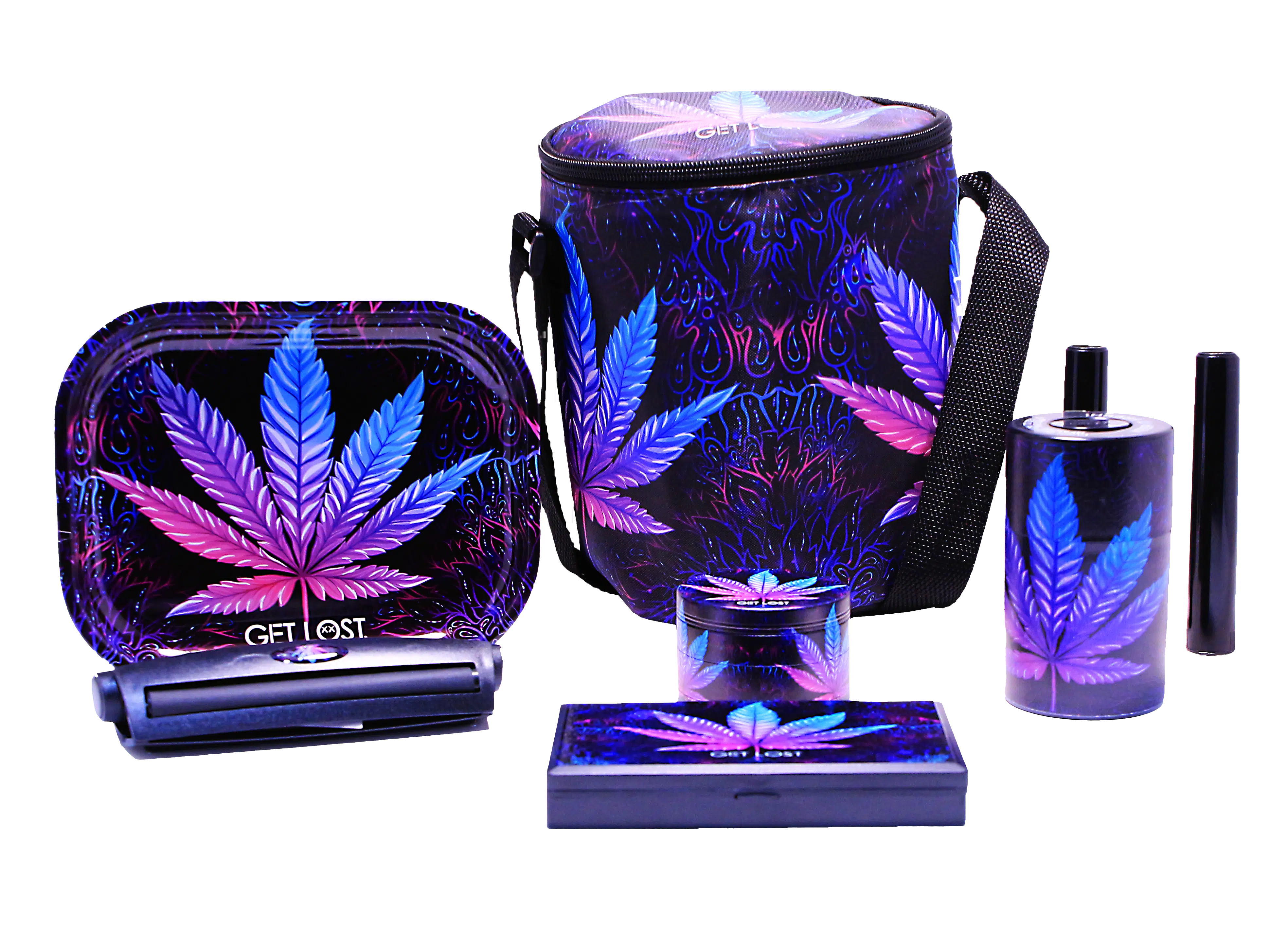 SB-GS-005 - Get Lost 7-in-1 Scale Bag Gift Set – Premium Smoking Essentials All-in-One (Cannabis Leaf) - Image 2
