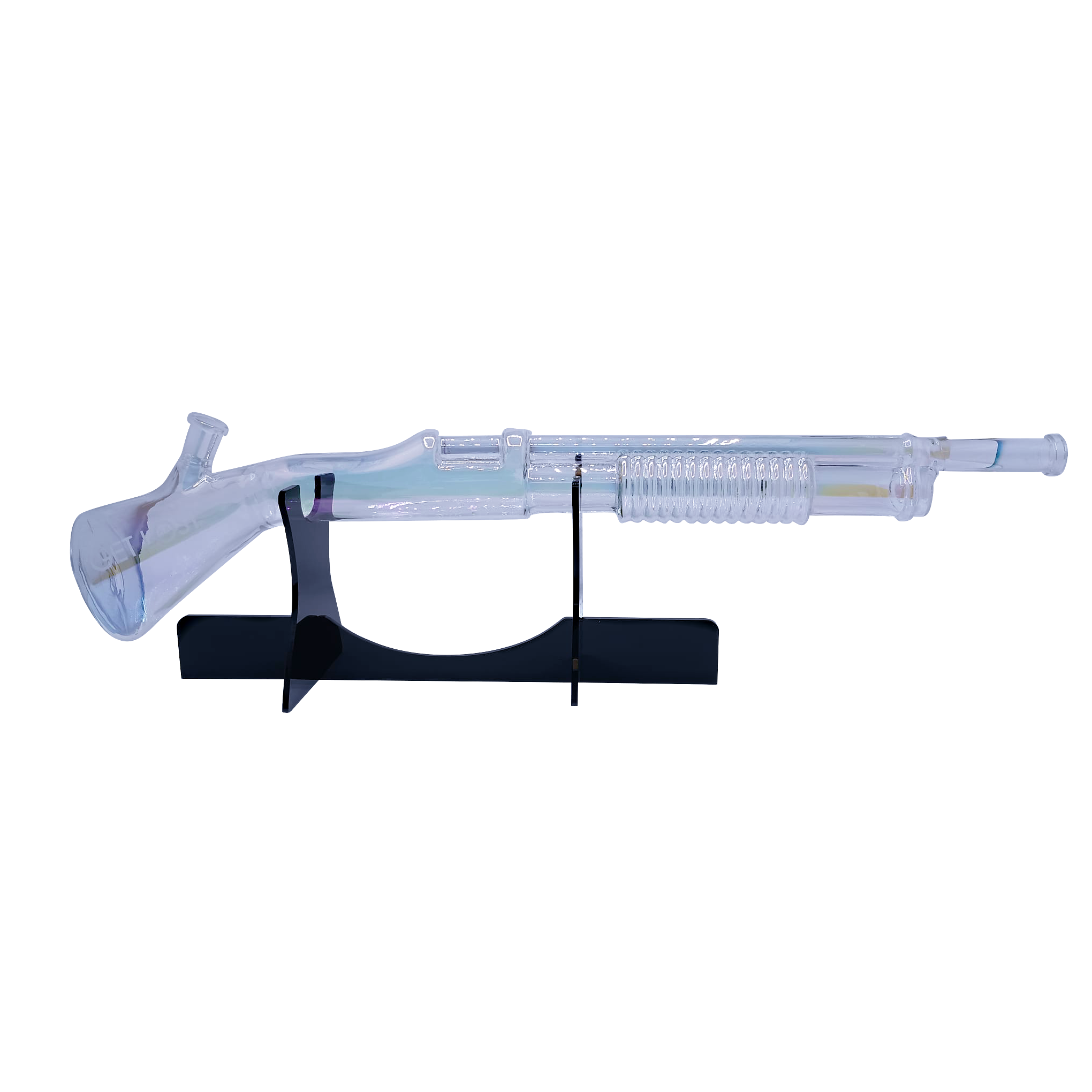 SG-CBLK-001 Get Lost - Shotgun Glass Water Pipe (Clear Black)