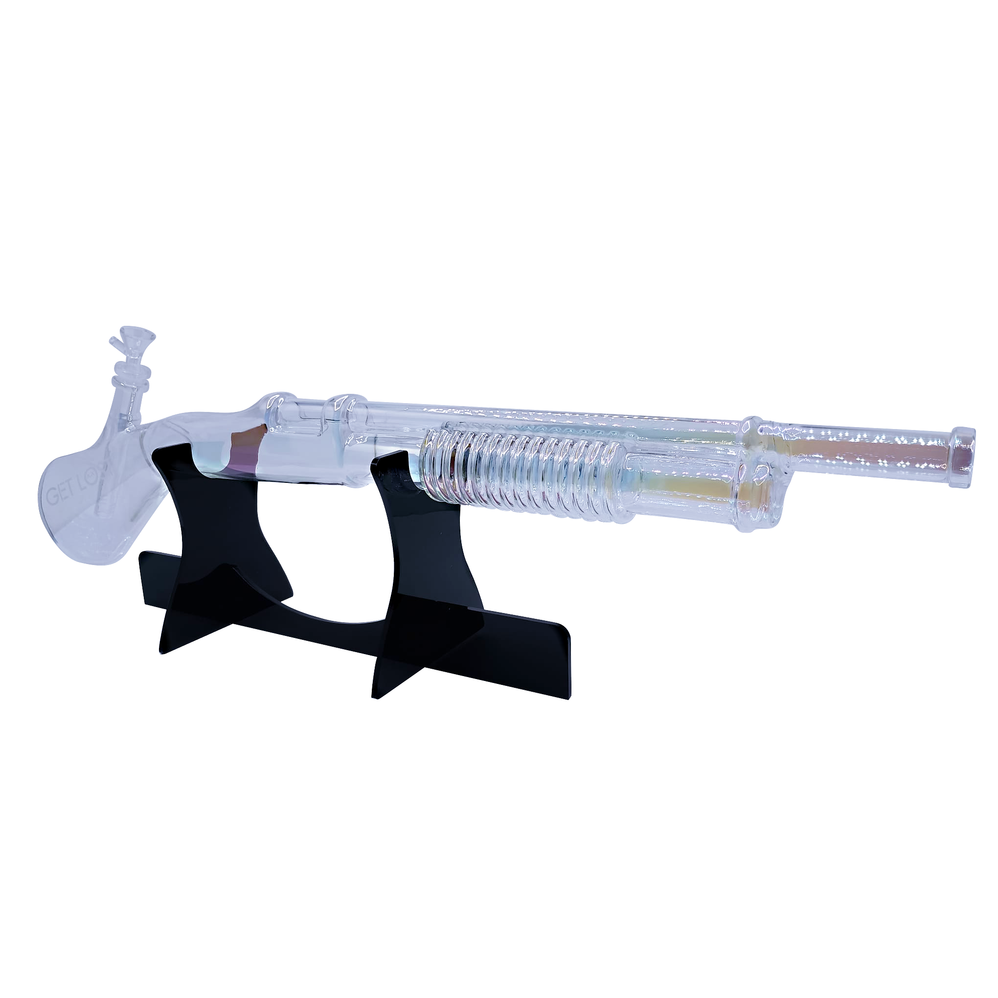 SG-CBLK-001 Get Lost - Shotgun Glass Water Pipe (Clear Black) - Image 8