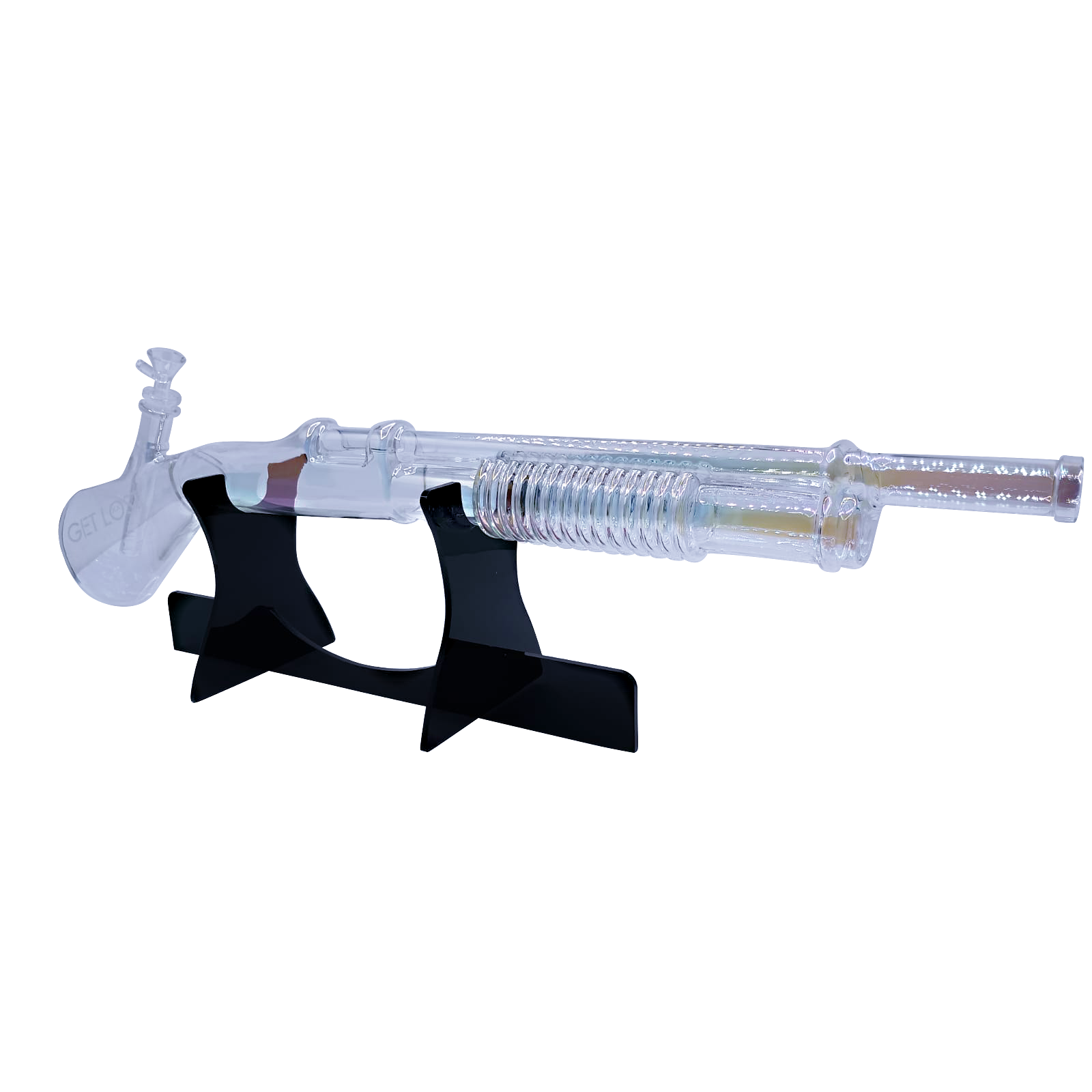 SG-CBLK-001 Get Lost - Shotgun Glass Water Pipe (Clear Black) - Image 7