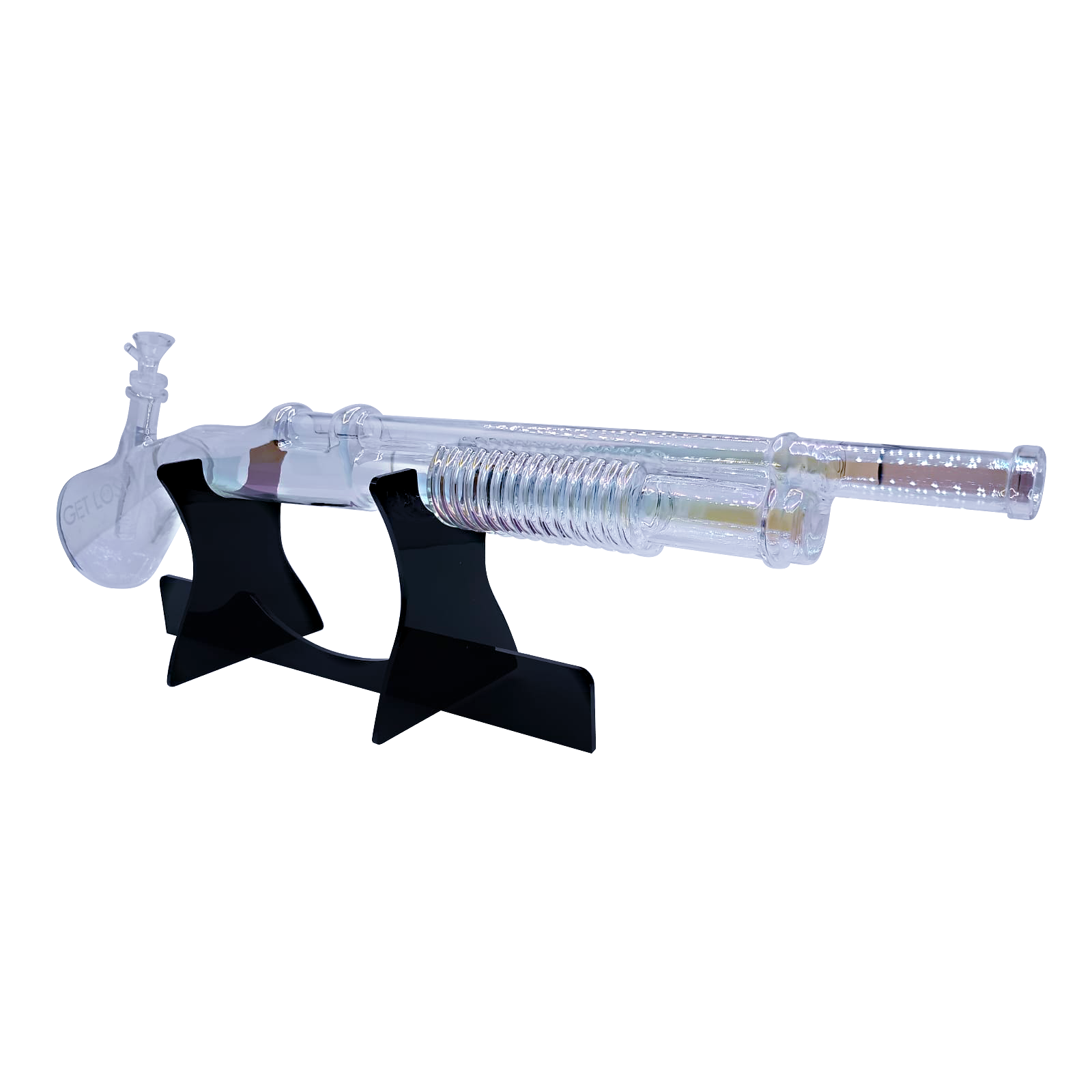 SG-CBLK-001 Get Lost - Shotgun Glass Water Pipe (Clear Black) - Image 6