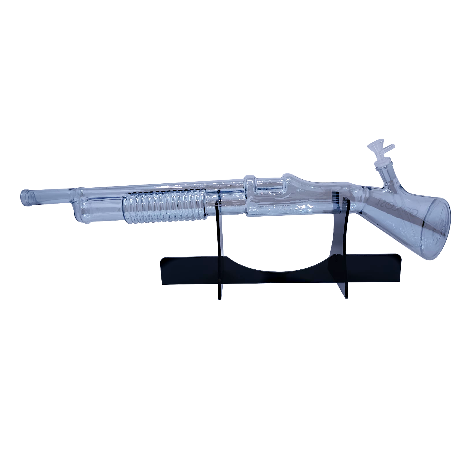 SG-CBLK-001 Get Lost - Shotgun Glass Water Pipe (Clear Black) - Image 4