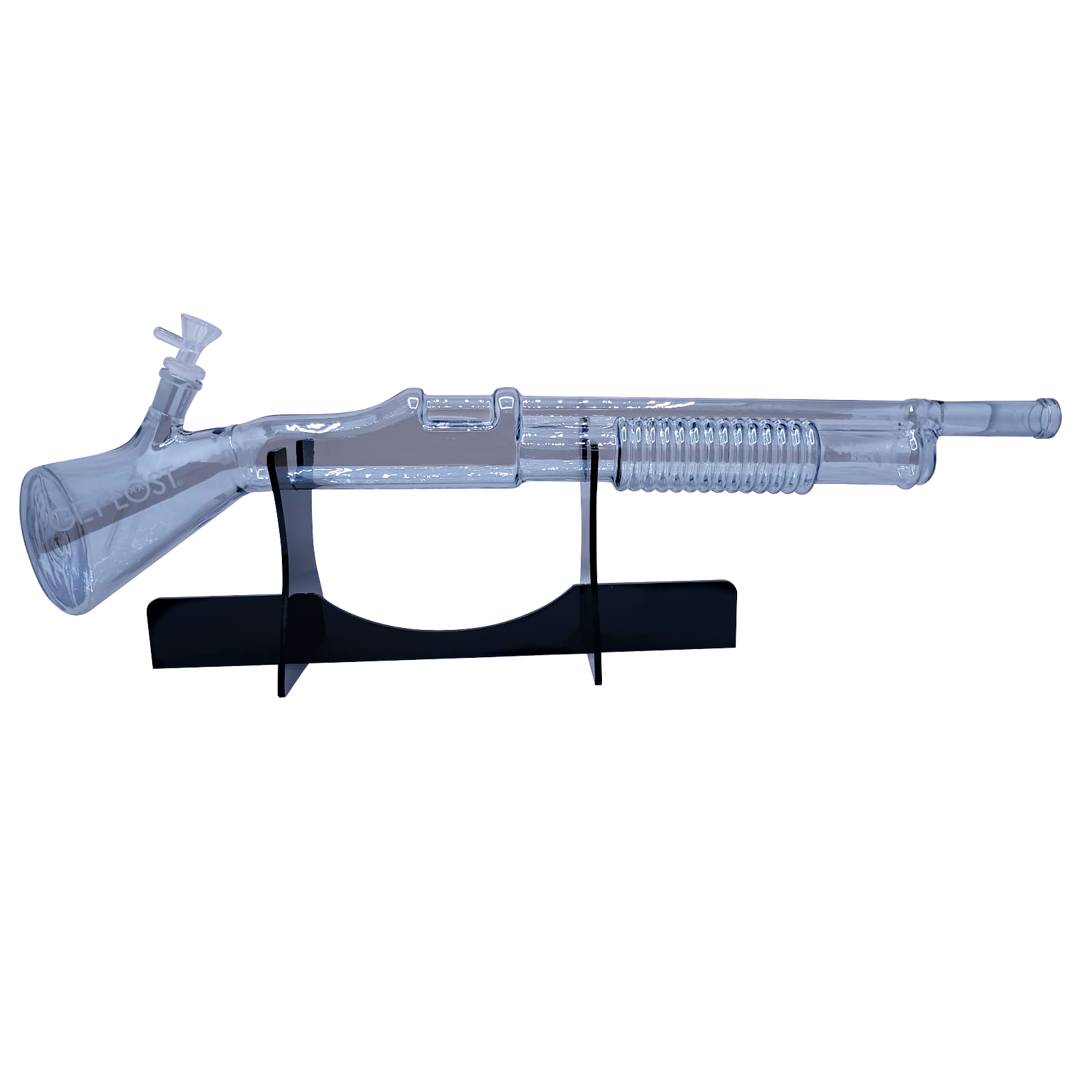SG-CBLK-001 Get Lost - Shotgun Glass Water Pipe (Clear Black) - Image 3