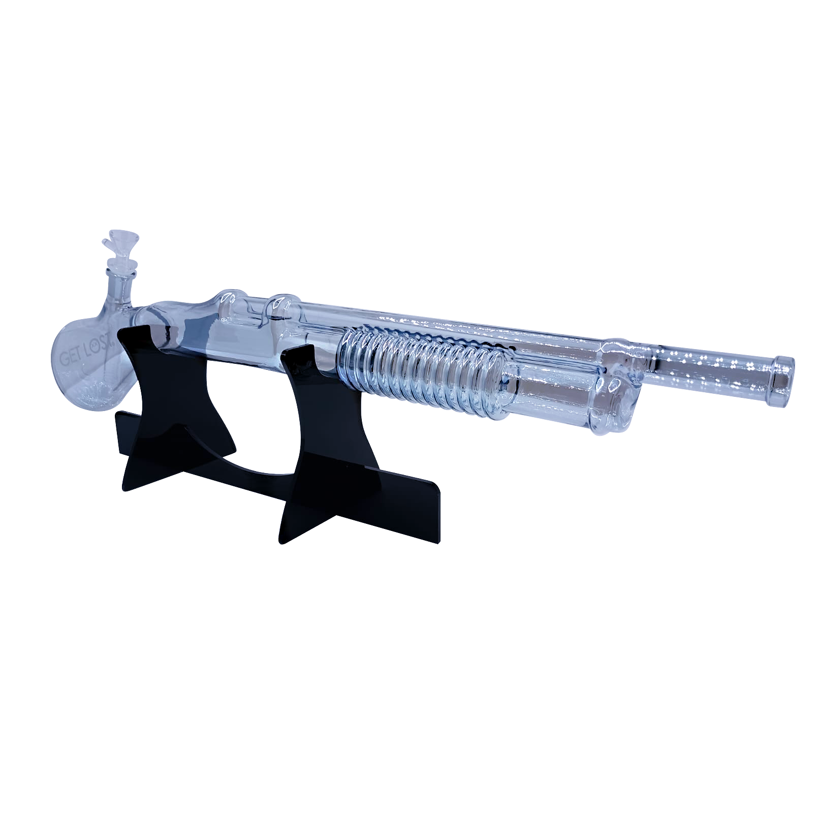 SG-CBLK-001 Get Lost - Shotgun Glass Water Pipe (Clear Black) - Image 2