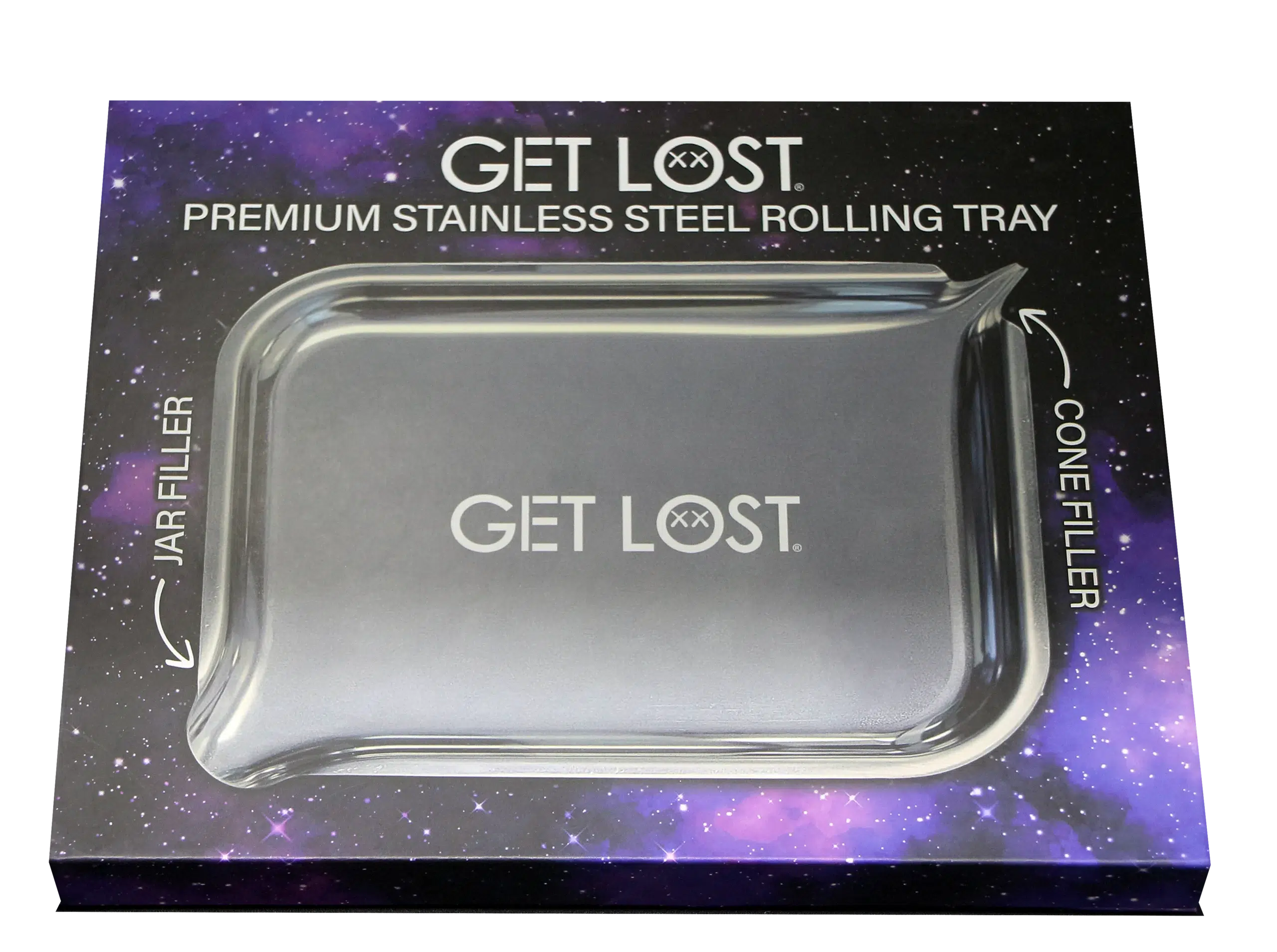 PSST-003 Get Lost Premium Stainless Steel Rolling Tray with Funnel (Silver) - Image 6