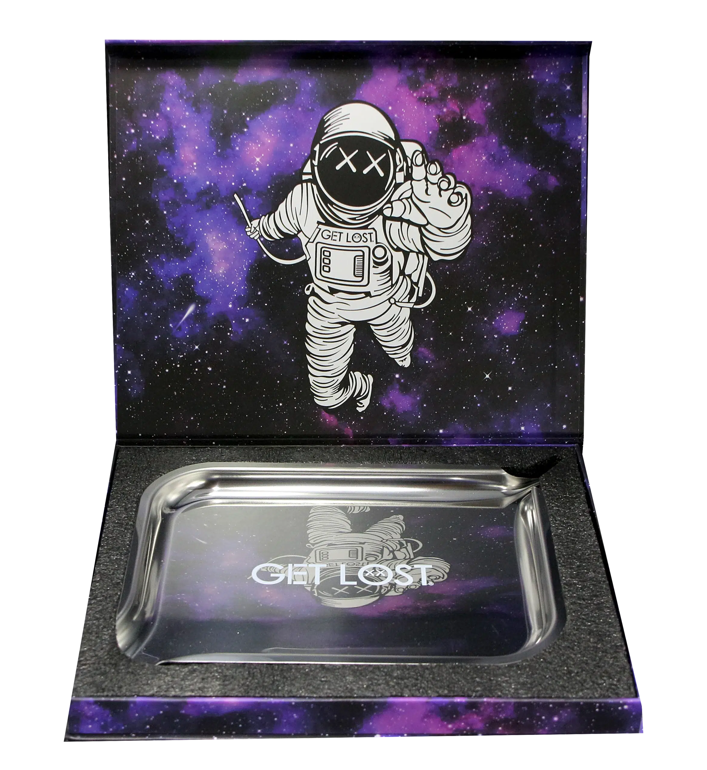 PSST-003 Get Lost Premium Stainless Steel Rolling Tray with Funnel (Silver) - Image 9