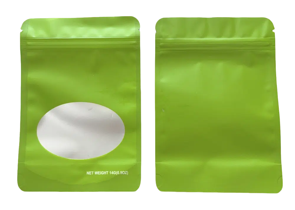 14 Gram Mylar Bag – Premium Smell-Proof Flower Packaging – Lime Green Solid Color (50 Count) SMBW-14G-003