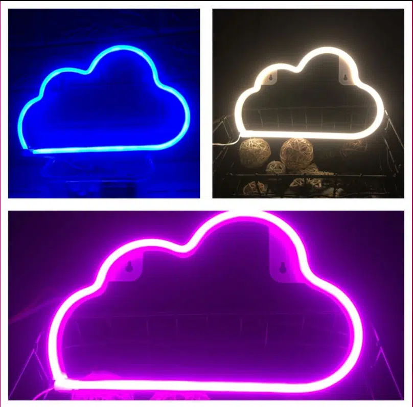 SNL-026M - Small Neon Hanging Light - Clouds Multi - Image 3