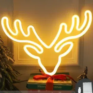 SNL-073 - Small Neon Hanging Light - Reindeer WC