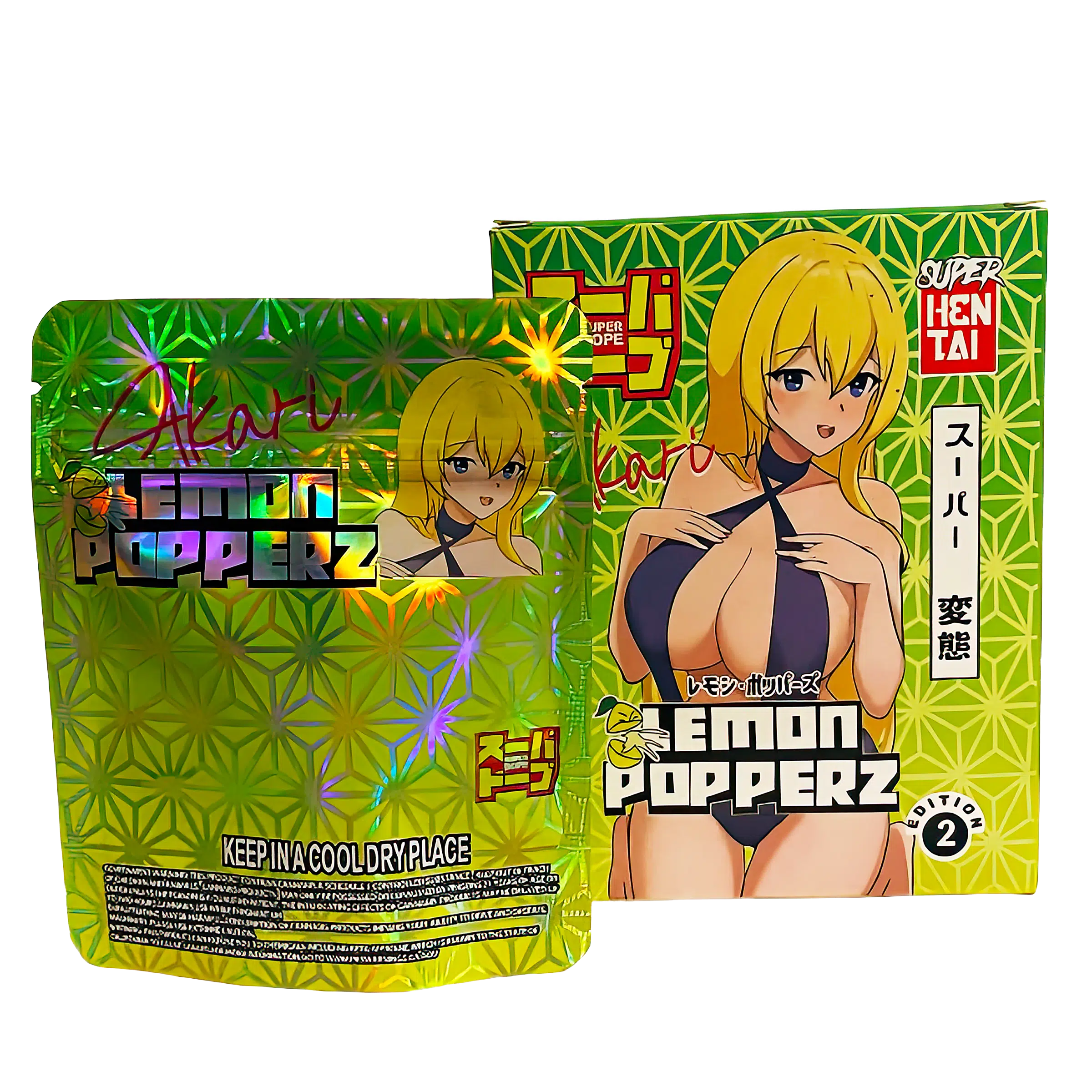 Bag-n-Box 3.5g Mylar Packaging Set (25 Count Bags + Boxes) - Lemon Popperz BAGNBOX-WIN-028 - Image 2
