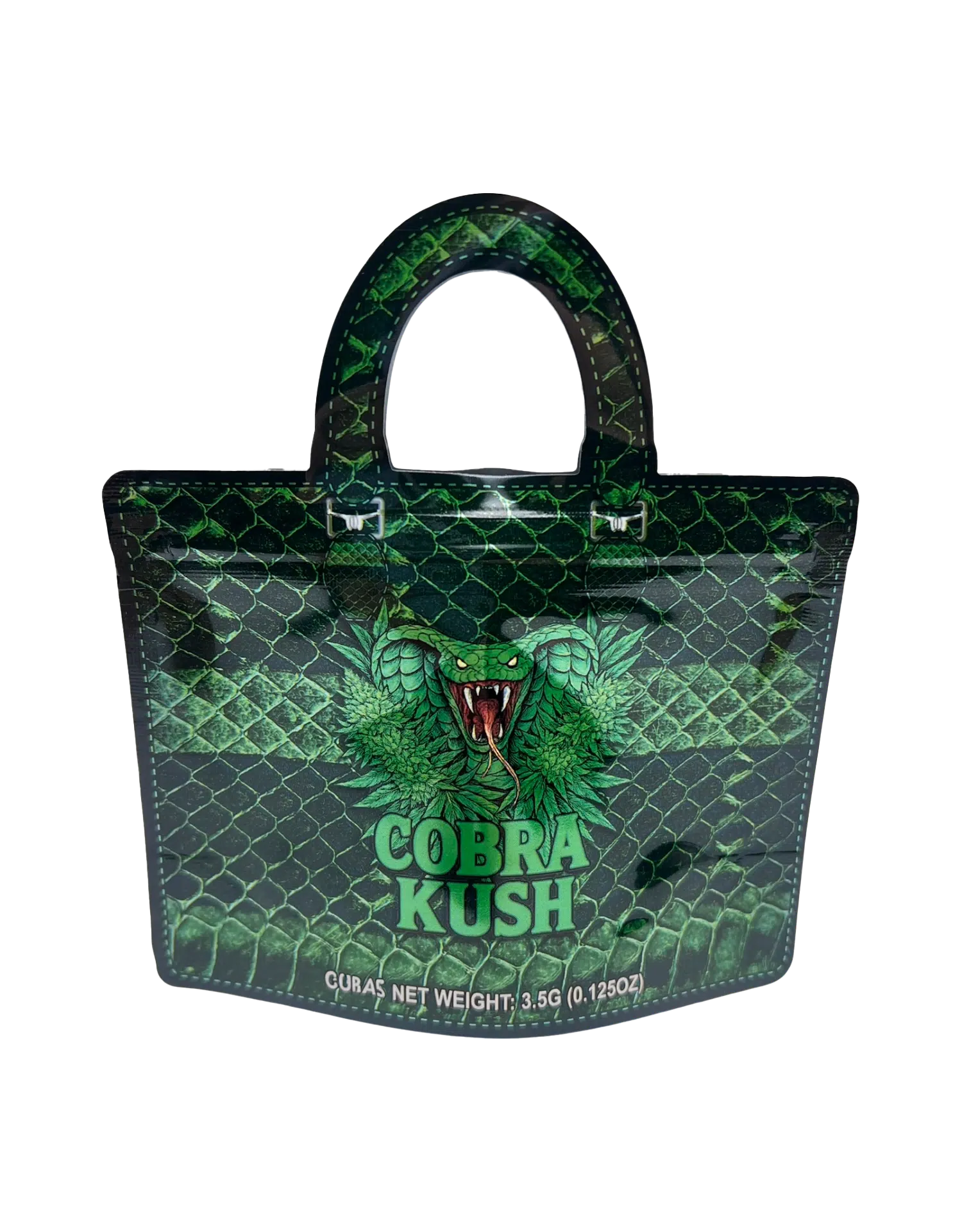 3.5g Handbag Shaped Mylar Bag (50 Count) Cobra Kush - HBMB-35-015
