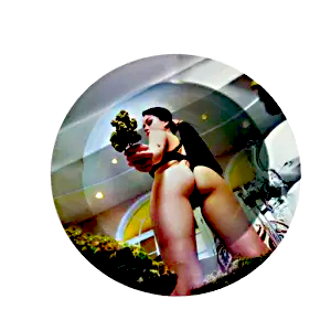 ASH011 Tin Ashtray 5.5"x5.5" Bikini Girl With Cannabis Flower