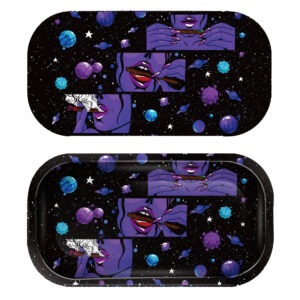 GLMT-004 Mini Magnetic 3D Tray with Lid - Get Lost Smoking Purple Girl