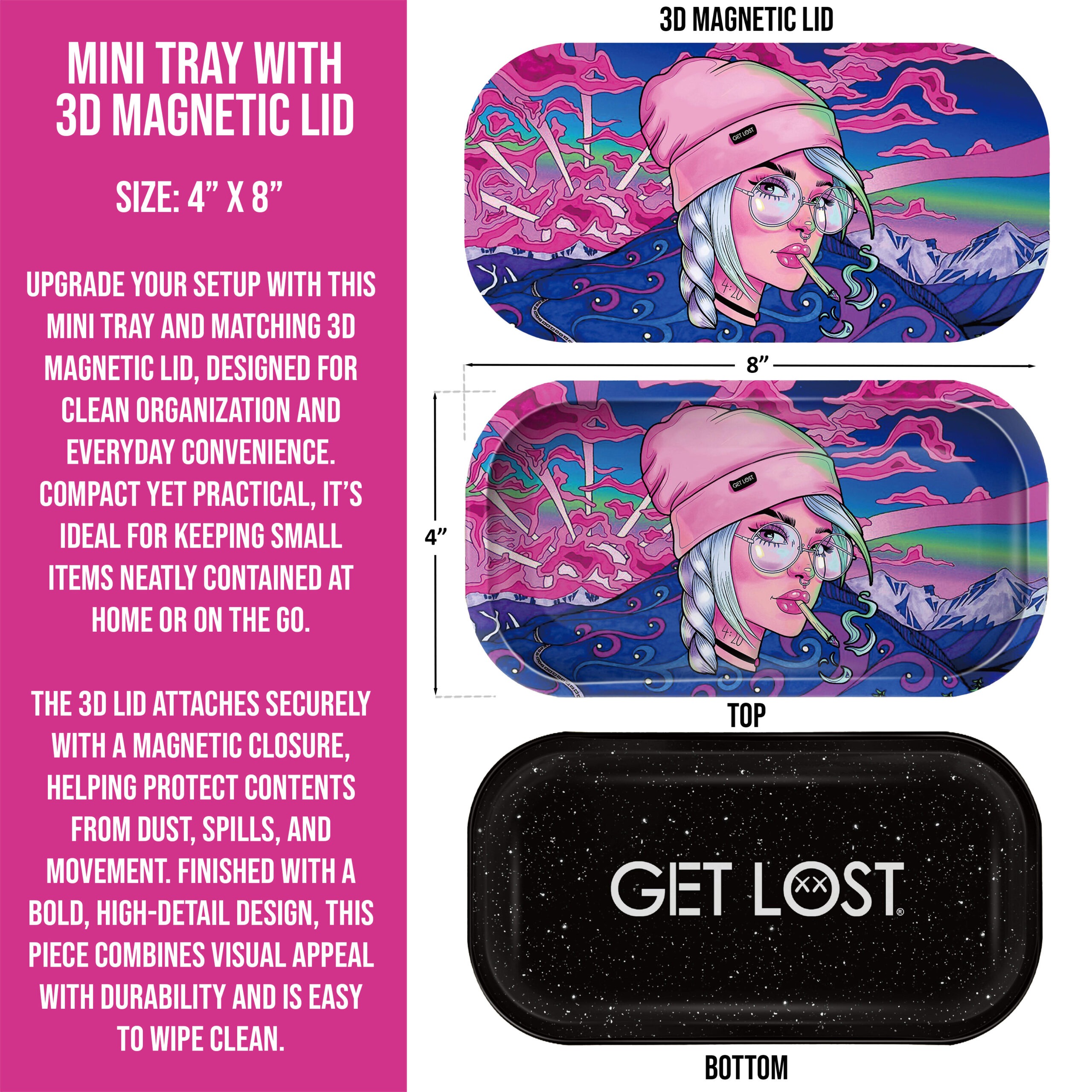 GLMT-021 Mini Magnetic 3D Tray with Lid - Get Lost Pink Hat Girl - Image 2