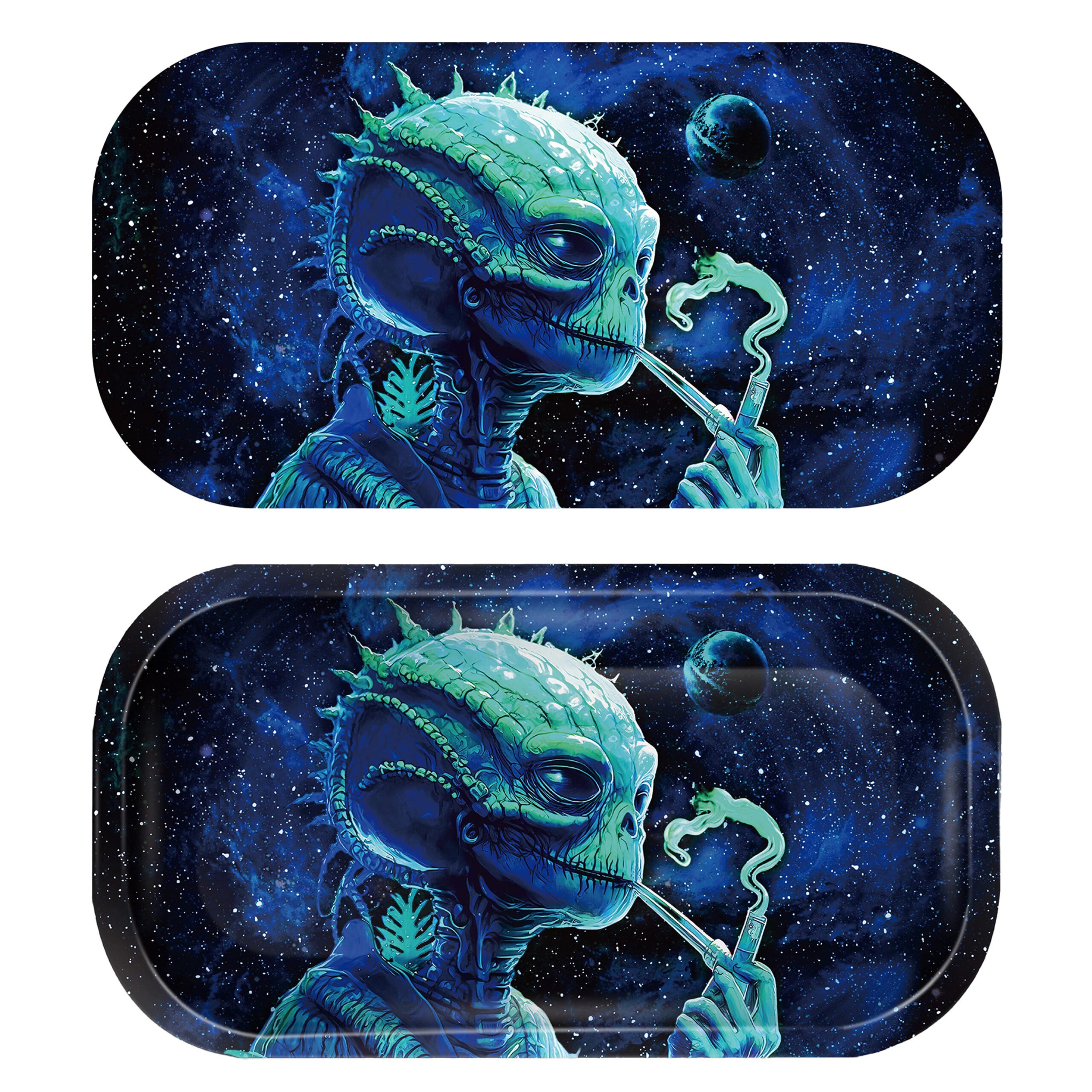 GLMT-023 Mini Magnetic 3D Tray with Lid - Get Lost Green Alien Smoking