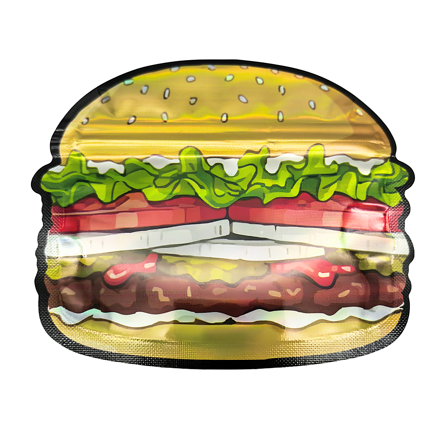 50 Pack – 3.5g Special Die Cut Shaped Mylar Bag - Zaza Burger - BURGER-SMB-004