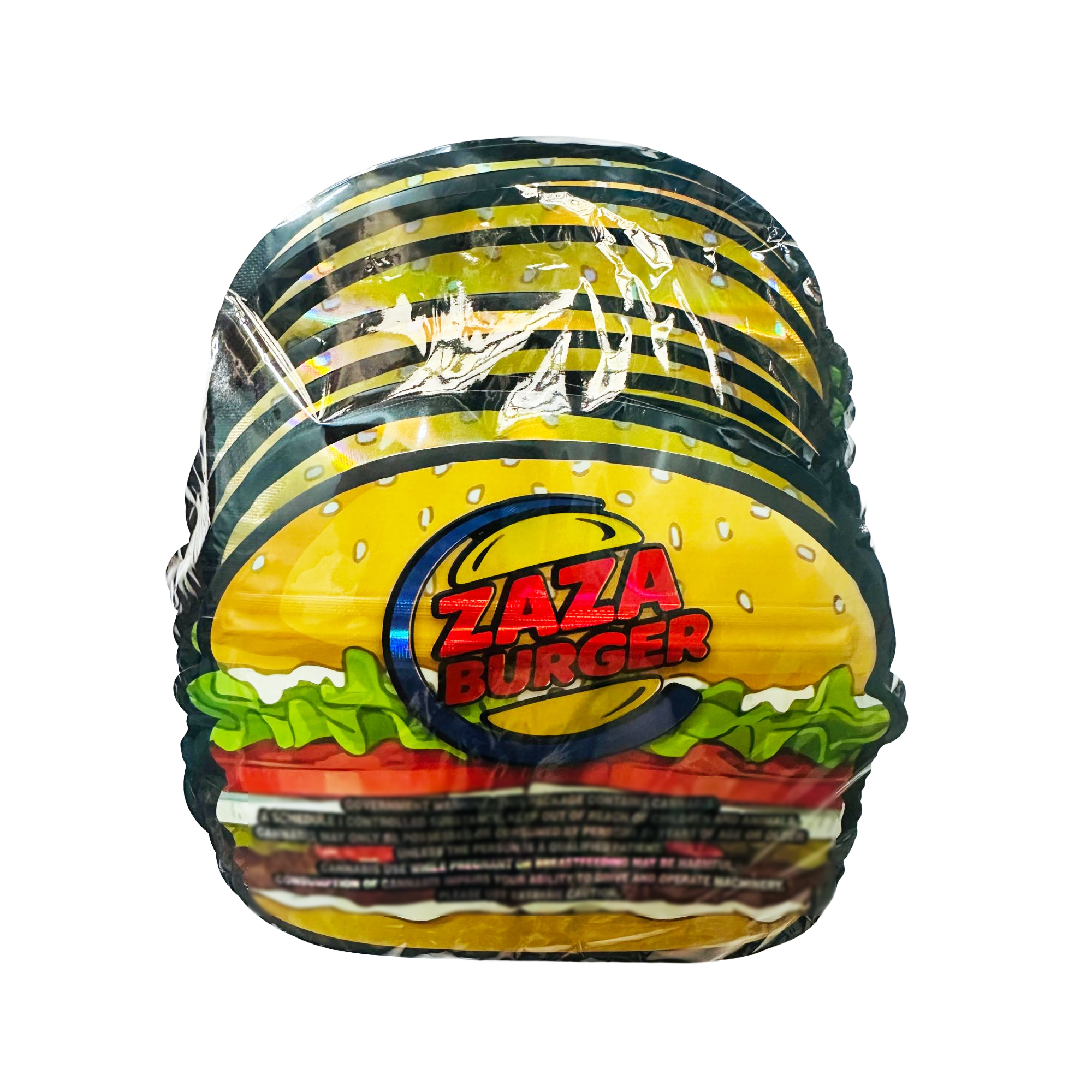 50 Pack – 3.5g Special Die Cut Shaped Mylar Bag - Zaza Burger - BURGER-SMB-004 - Image 3