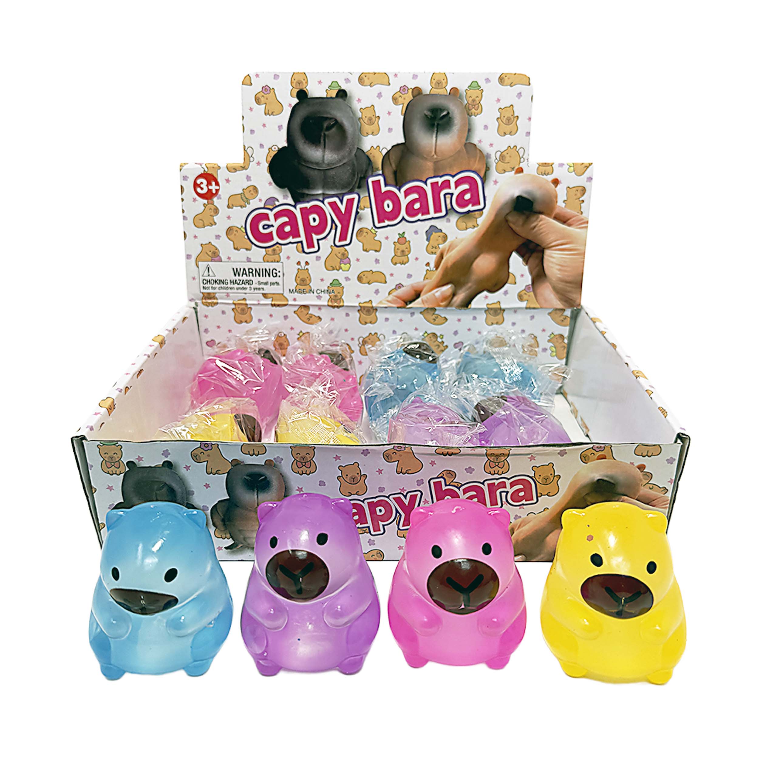 WFNOD83 - 12 Pack - Pink Capybara Squishy Sensory Stress Toy – Assorted Colors - Image 4