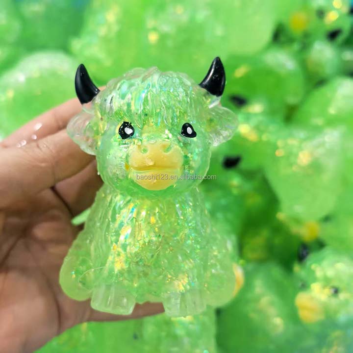 WFNOD85 - 12 Pack - Glitter Cow Squishy Sensory Stress Toy – Assorted Colors - Image 13