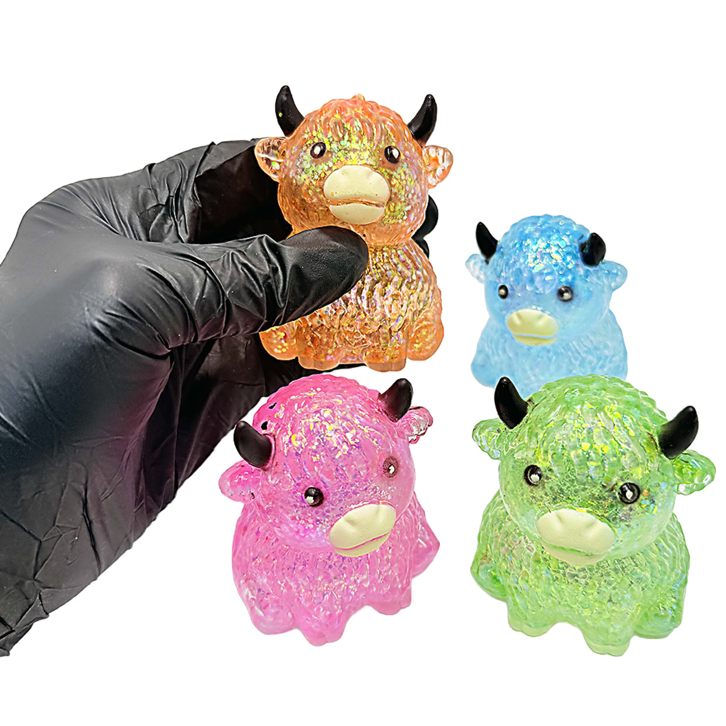 WFNOD85 - 12 Pack - Glitter Cow Squishy Sensory Stress Toy – Assorted Colors - Image 10