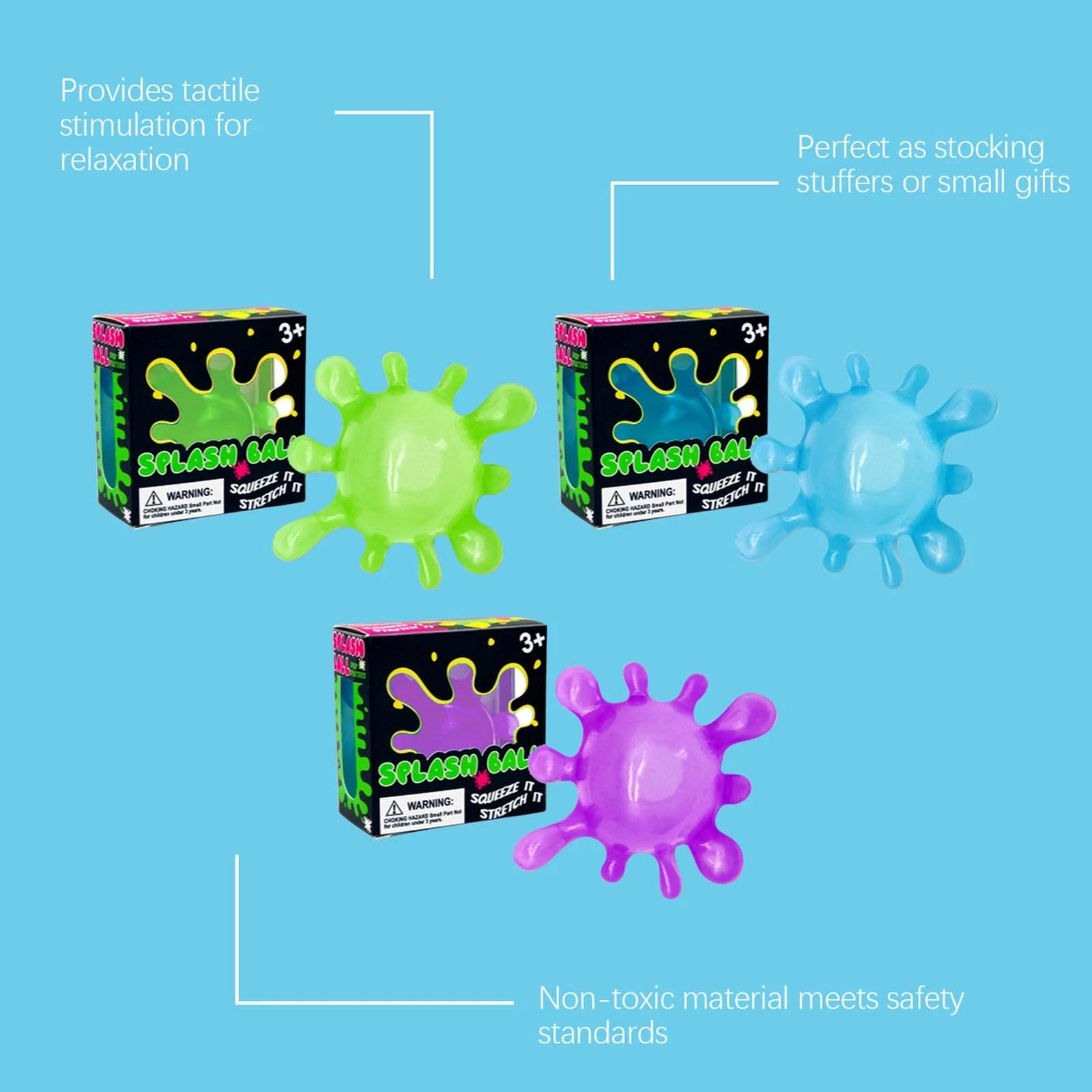 WNOD07 - 12 Pack - NeeDoh Splash Ball Sensory Stress Toy – Assorted Colors - Image 3