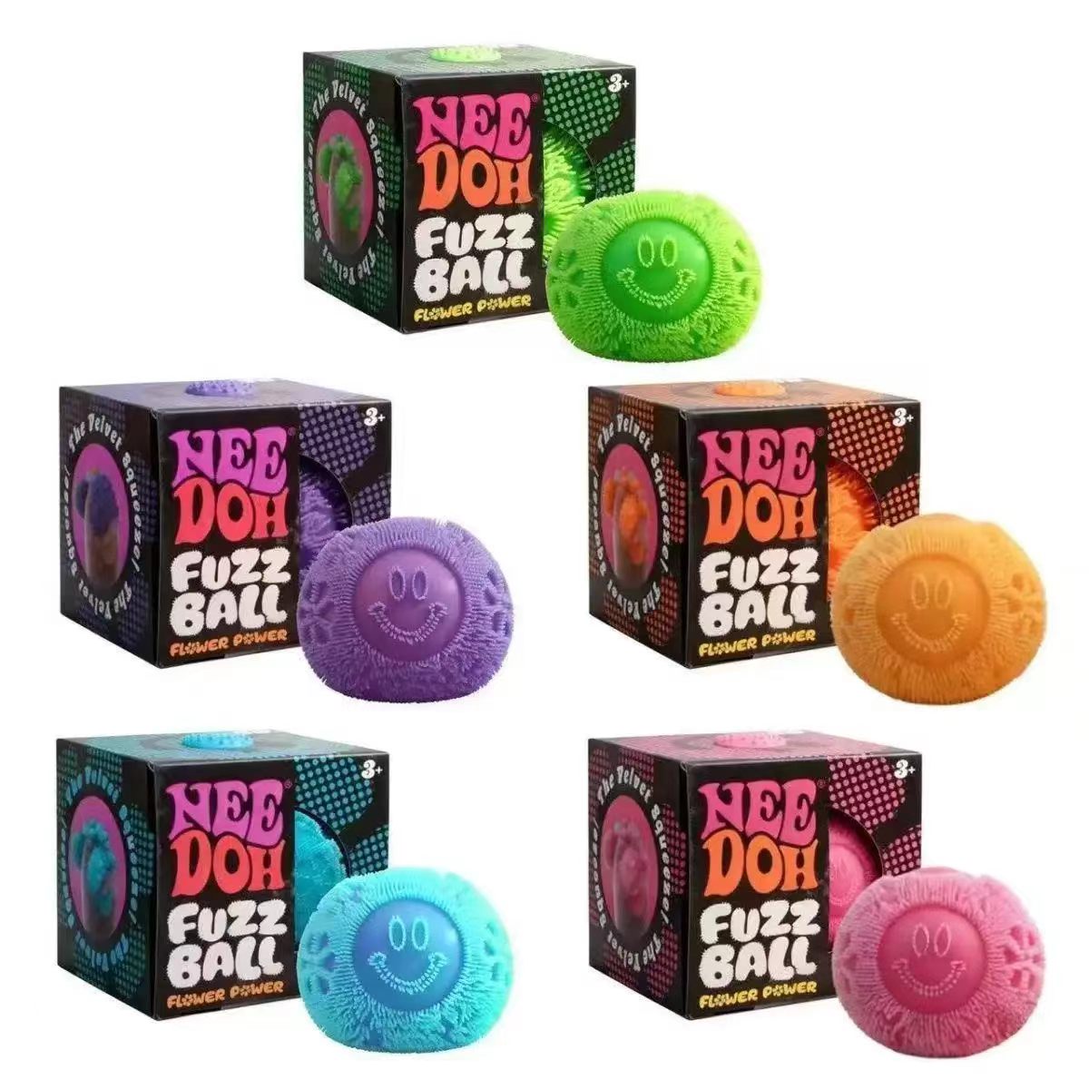 WNOD08 - 20 Pack - NeeDoh Fuzz Ball Flower Power Sensory Squishy Stress Ball – Assorted Colors – Super Soft Fidget Toy - Image 11